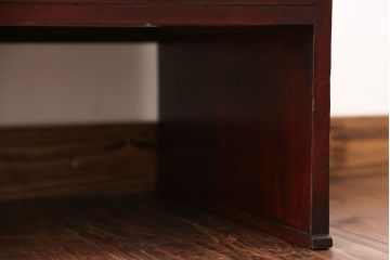 アンティーク家具　天板欅材の2杯引き出し付き文机