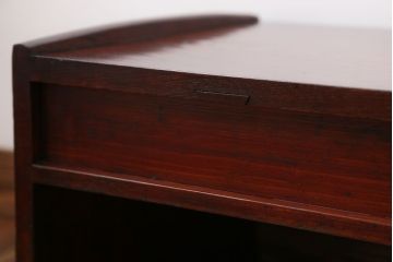 アンティーク家具　天板欅材の2杯引き出し付き文机