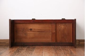 アンティーク家具　天板欅材の2杯引き出し付き文机