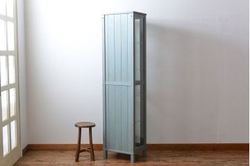 ヴィンテージ家具　イギリスビンテージ　縦型ペイントガラスケース