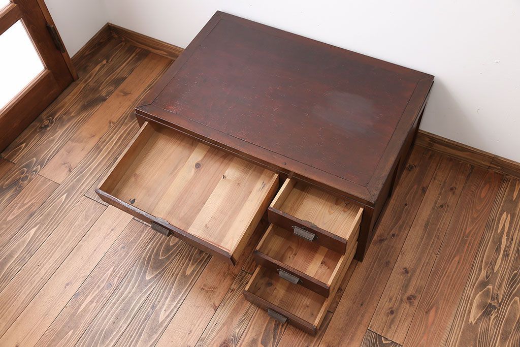 レトロ家具　昭和レトロ　4杯引き出し付き文机