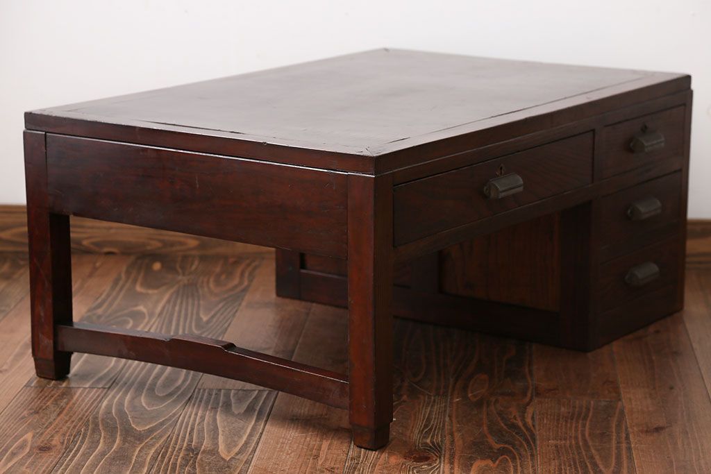 レトロ家具　昭和レトロ　4杯引き出し付き文机