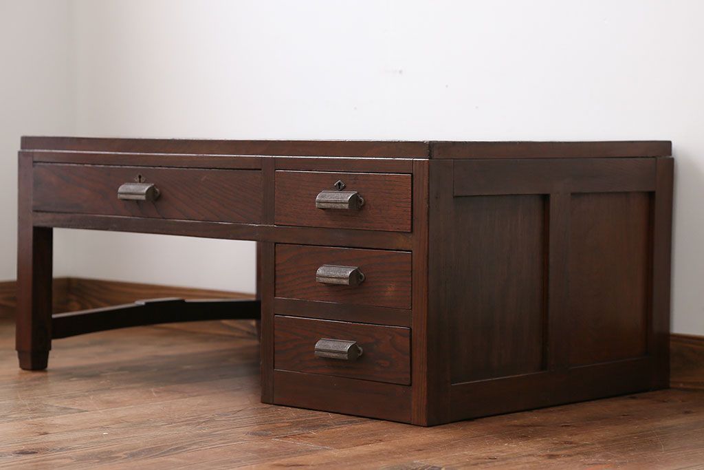 レトロ家具　昭和レトロ　4杯引き出し付き文机