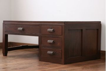 レトロ家具　昭和レトロ　4杯引き出し付き文机