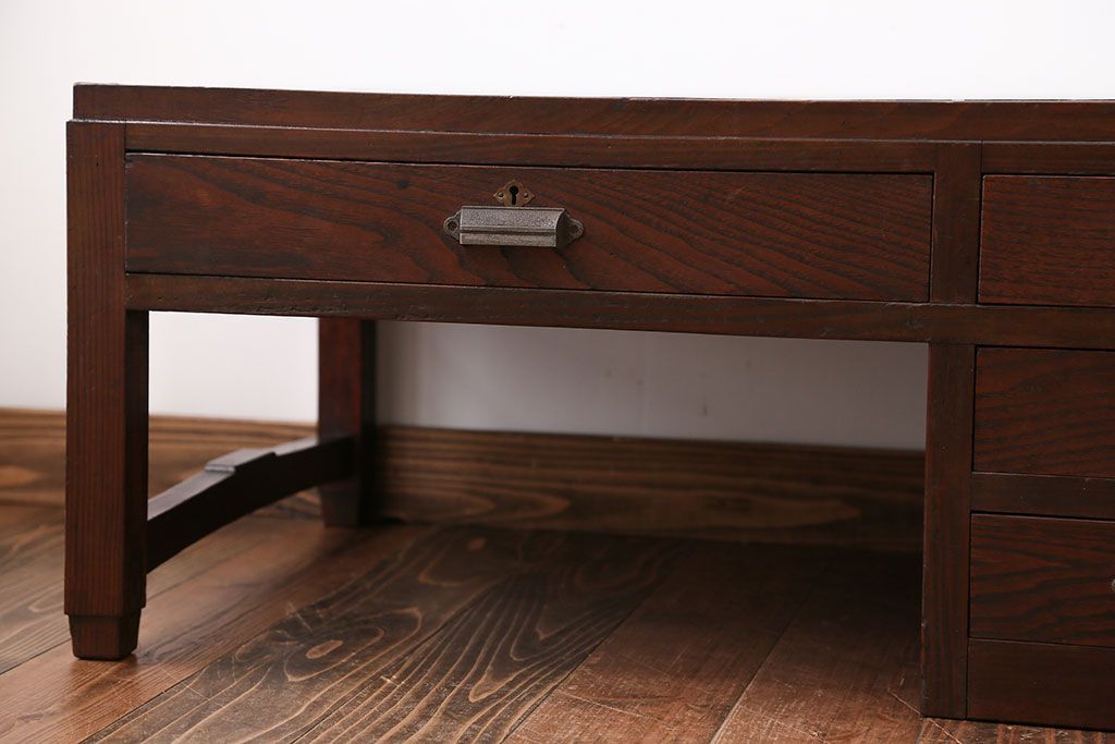 レトロ家具　昭和レトロ　4杯引き出し付き文机