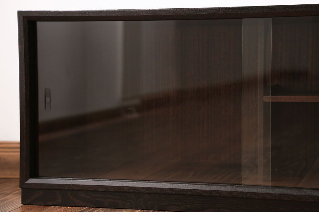 アンティーク家具　1970年代　ガラス戸収納棚