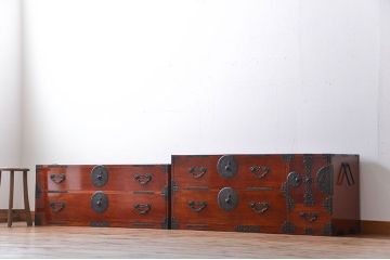 アンティーク家具　古民具・骨董　特注品!立派な金具の米沢箪笥