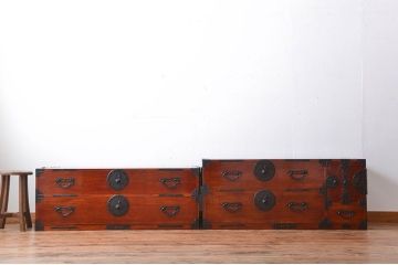 アンティーク家具　古民具・骨董　特注品!立派な金具の米沢箪笥