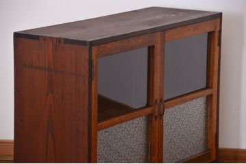 レトロ家具　昭和レトロ　ダイヤガラス入り収納棚