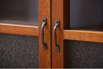 レトロ家具　昭和レトロ　ダイヤガラス入り収納棚