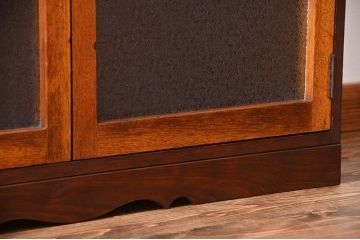 レトロ家具　昭和レトロ　ダイヤガラス入り収納棚