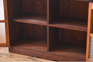 レトロ家具　昭和レトロ　ダイヤガラス入り収納棚