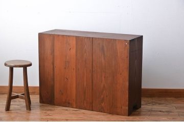 レトロ家具　昭和レトロ　ダイヤガラス入り収納棚