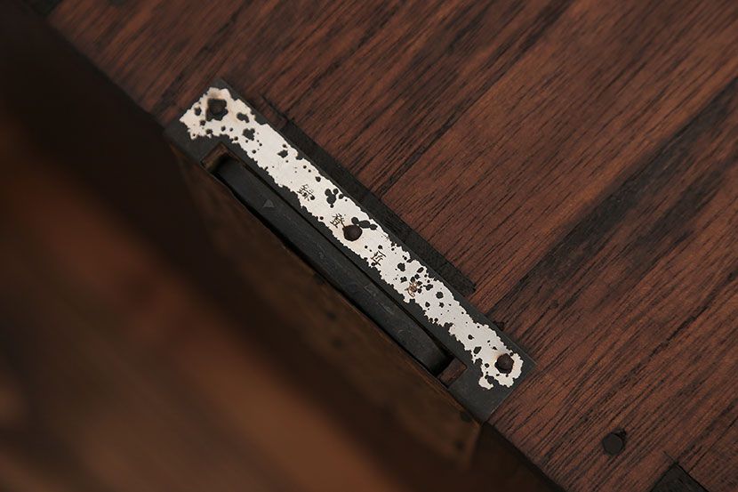 レトロ家具　昭和レトロ　結霜ガラス入りローボード