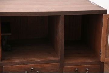 レトロ家具　昭和レトロ　結霜ガラス入りローボード