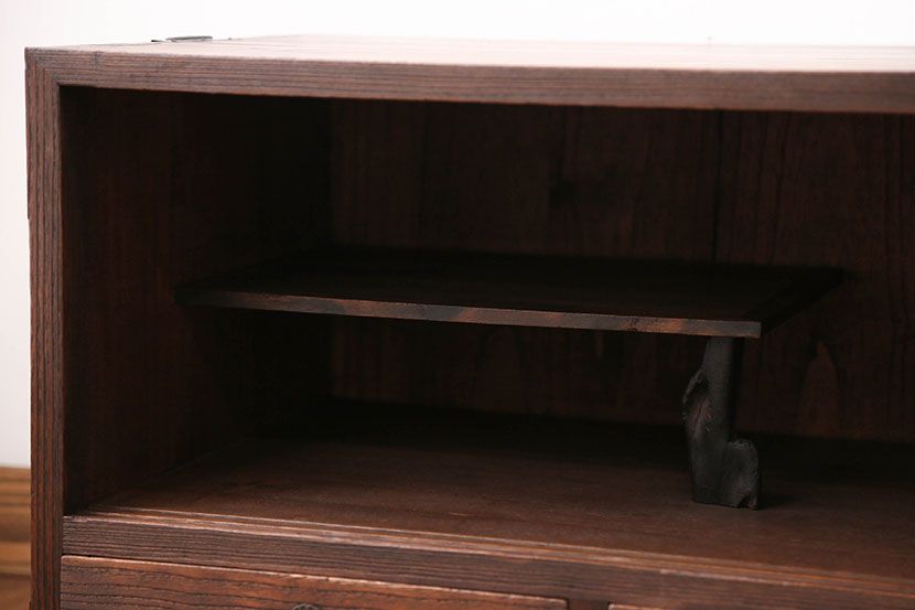 レトロ家具　昭和レトロ　結霜ガラス入りローボード