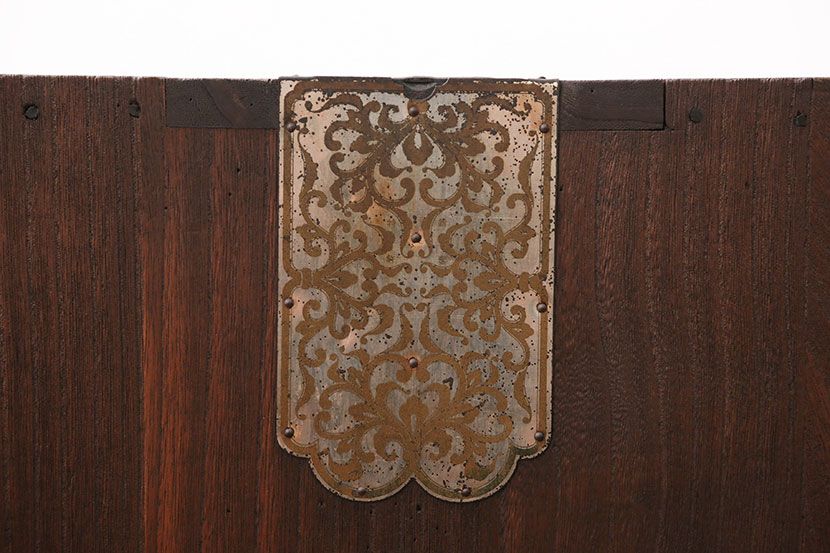 レトロ家具　昭和レトロ　結霜ガラス入りローボード