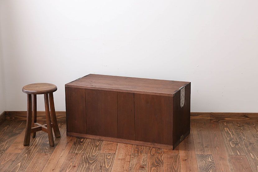 レトロ家具　昭和レトロ　結霜ガラス入りローボード