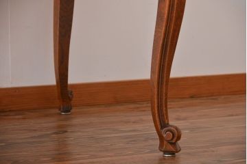 アンティーク家具　フランスアンティーク　パーケット天板　猫脚のドローリーフテーブル