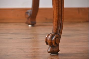 アンティーク家具　フランスアンティーク　パーケット天板　猫脚のドローリーフテーブル