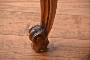 アンティーク家具　フランスアンティーク　パーケット天板　猫脚のドローリーフテーブル