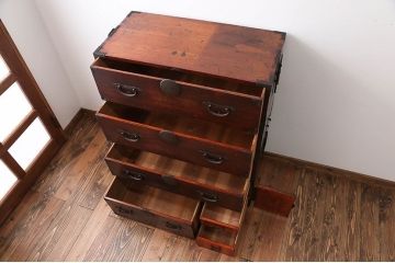 アンティーク家具　古民具・骨董　総檜材の重ね衣装箪笥