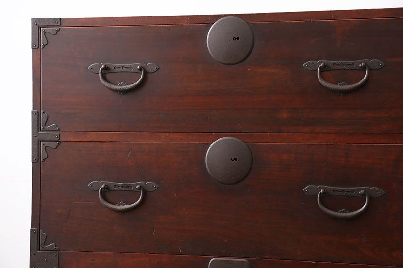 アンティーク家具　古民具・骨董　総檜材の重ね衣装箪笥