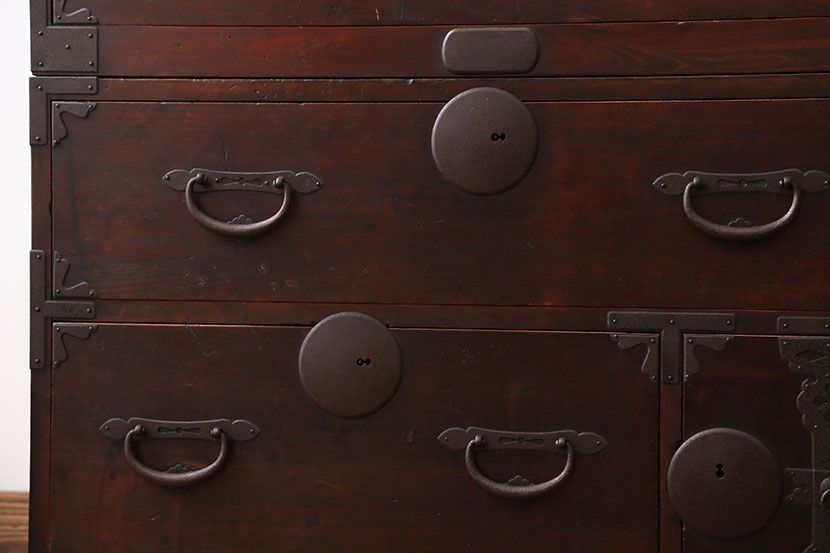 アンティーク家具　古民具・骨董　総檜材の重ね衣装箪笥