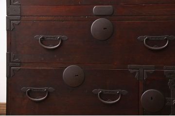 アンティーク家具　古民具・骨董　総檜材の重ね衣装箪笥