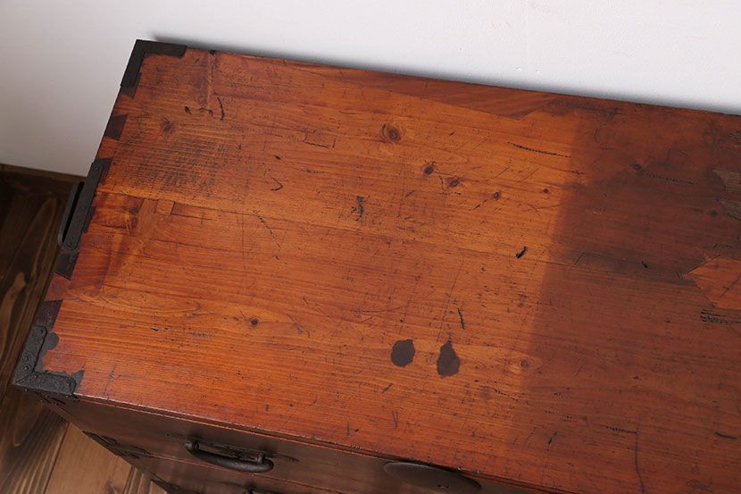 アンティーク家具　古民具・骨董　総檜材の重ね衣装箪笥