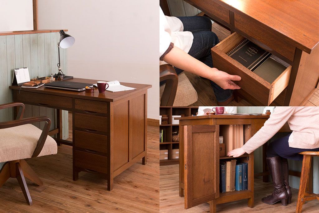 レトロ家具　昭和レトロ　背面扉付き!レトロなアンティーク片袖机
