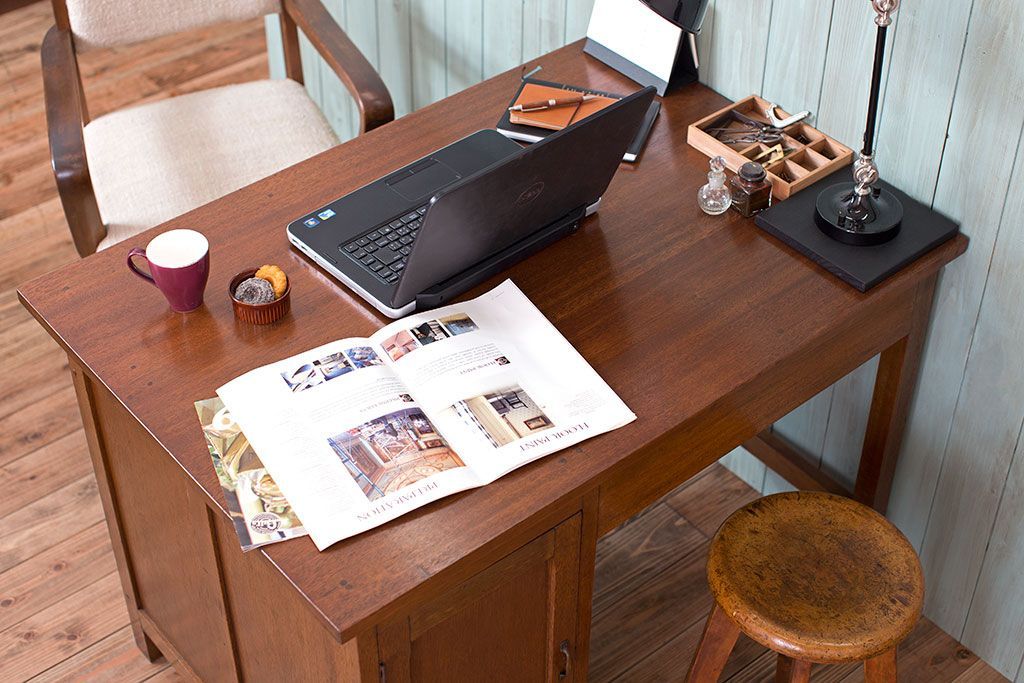 レトロ家具　昭和レトロ　背面扉付き!レトロなアンティーク片袖机