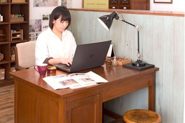 レトロ家具　昭和レトロ　背面扉付き!レトロなアンティーク片袖机