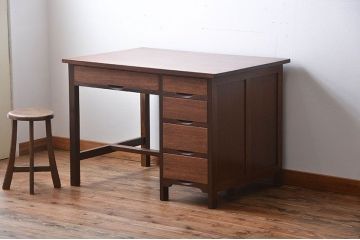 レトロ家具　昭和レトロ　背面扉付き!レトロなアンティーク片袖机