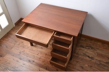 レトロ家具　昭和レトロ　背面扉付き!レトロなアンティーク片袖机