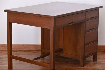 レトロ家具　昭和レトロ　背面扉付き!レトロなアンティーク片袖机