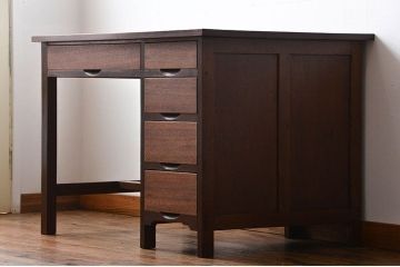 レトロ家具　昭和レトロ　背面扉付き!レトロなアンティーク片袖机