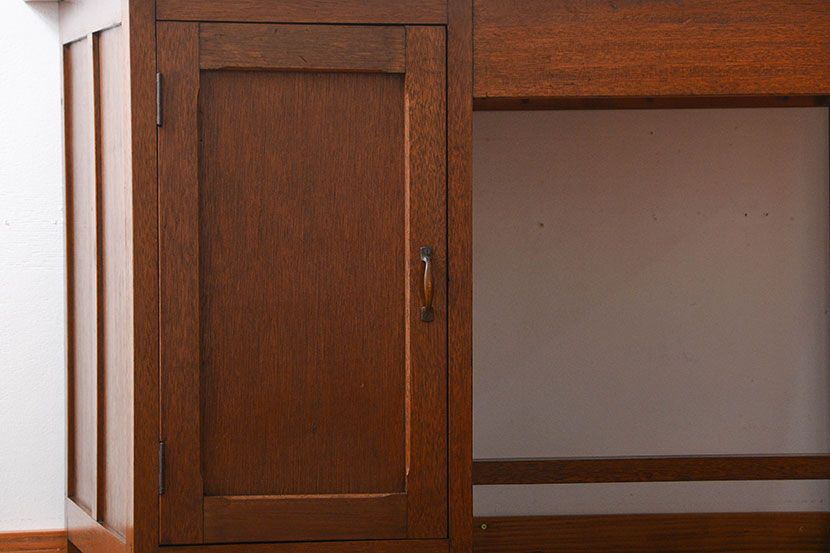 レトロ家具　昭和レトロ　背面扉付き!レトロなアンティーク片袖机