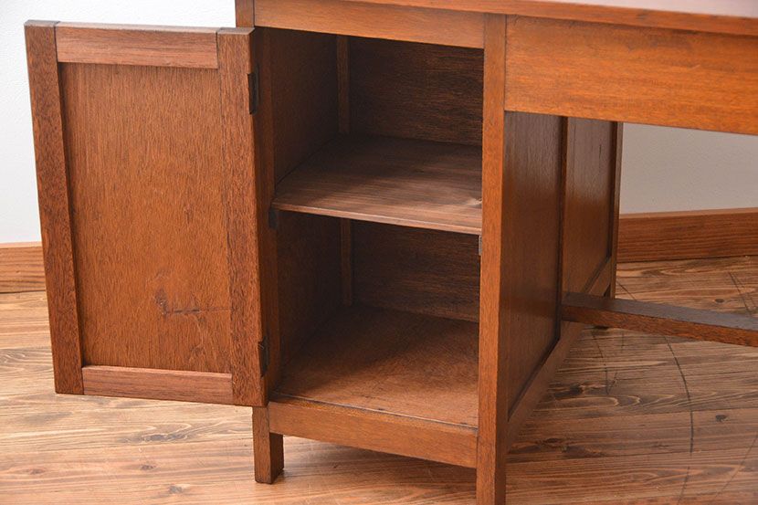 レトロ家具　昭和レトロ　背面扉付き!レトロなアンティーク片袖机