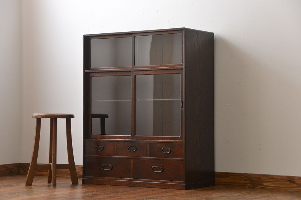 レトロ家具　昭和レトロ　引き出し5杯付き収納棚