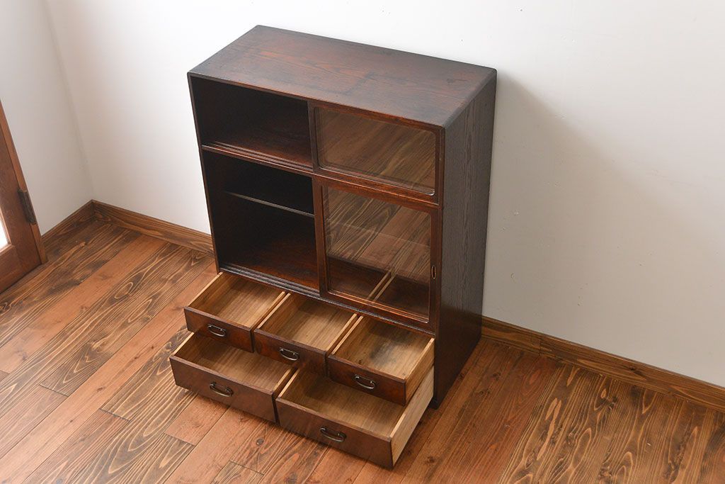 レトロ家具　昭和レトロ　引き出し5杯付き収納棚