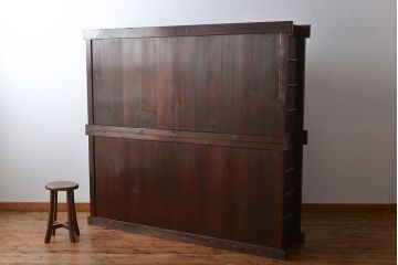 アンティーク家具　古民具・骨董　丸桟仕上げの六尺近江水屋箪笥