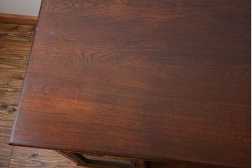 レトロ家具　昭和レトロ　ナラ材の両袖机