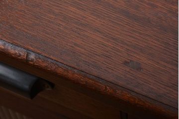 レトロ家具　昭和レトロ　ナラ材の両袖机