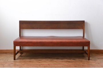 レトロ家具　昭和レトロ　ナラ材のベンチ
