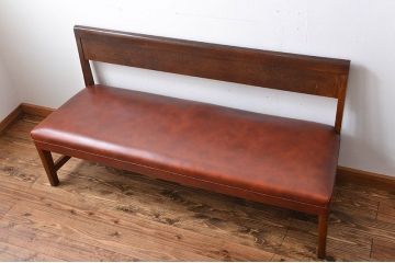レトロ家具　昭和レトロ　ナラ材のベンチ