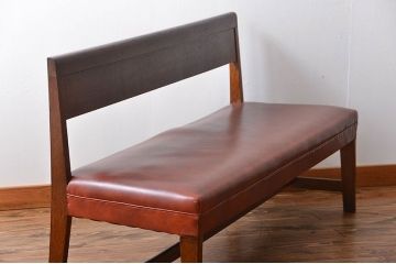レトロ家具　昭和レトロ　ナラ材のベンチ
