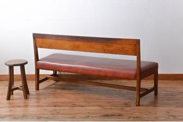レトロ家具　昭和レトロ　ナラ材のベンチ