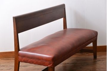 レトロ家具　昭和レトロ　ナラ材のベンチ(2)