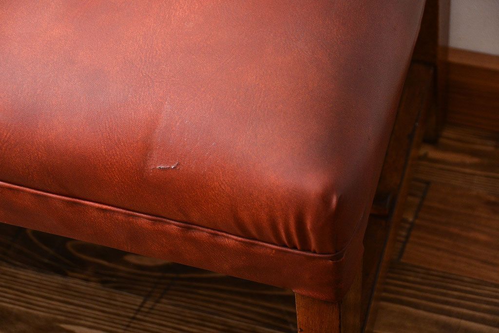 レトロ家具　昭和レトロ　ナラ材のベンチ(2)